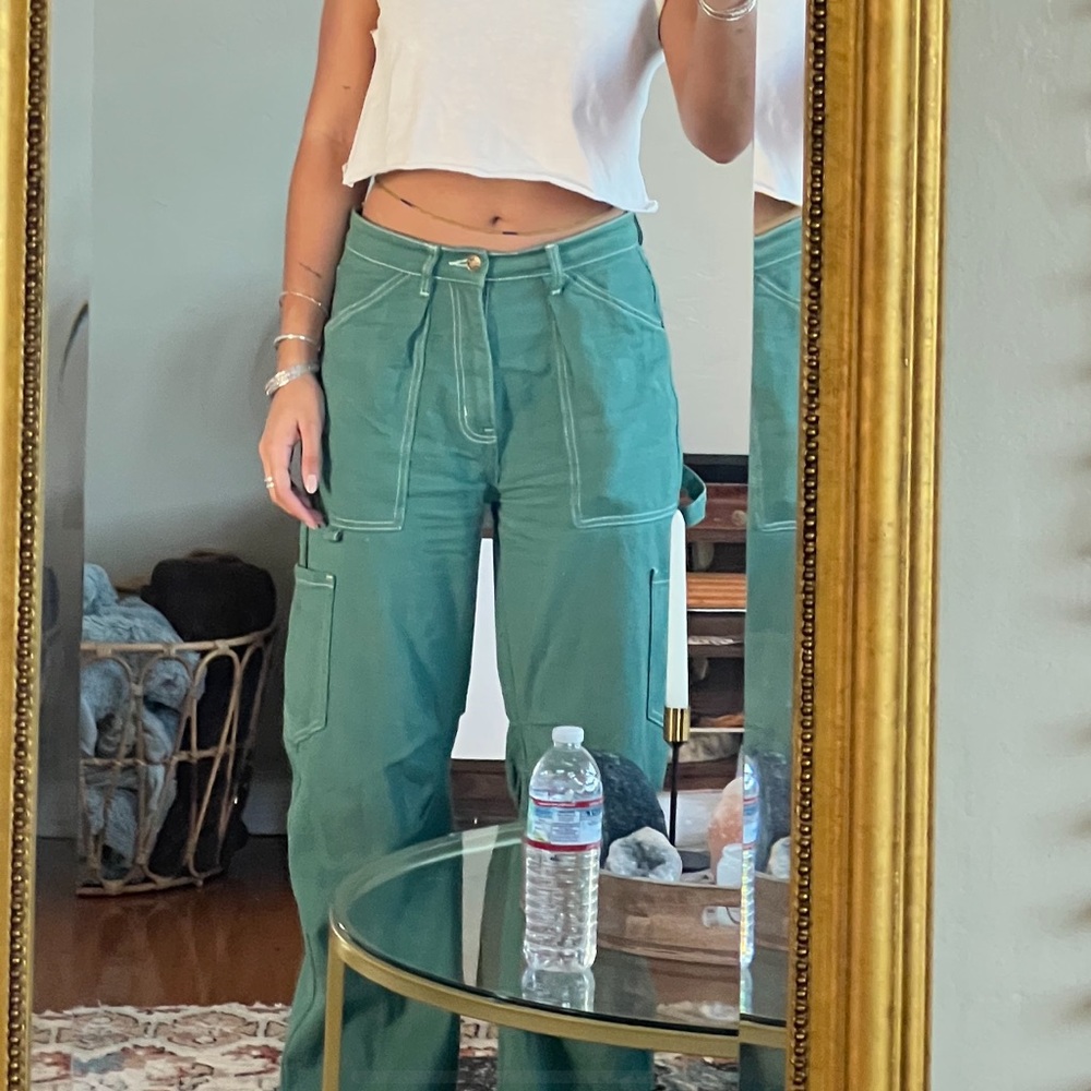 Lioness Low Rise Miami Vice Cargo Pant in Forest Green